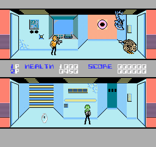 Xenophobe NES / Famicom Screenshot: Two player game beginning.