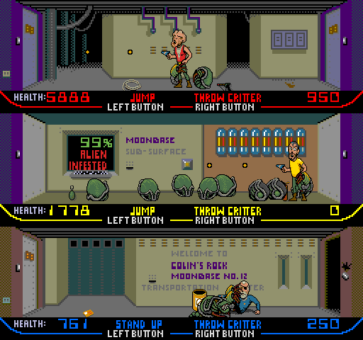 Xenophobe Arcade Screenshot: Aliens are winning!