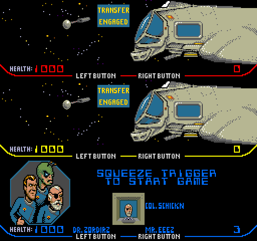 Xenophobe Arcade Screenshot: Game start.