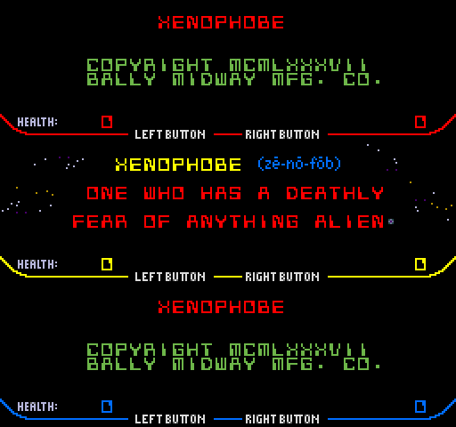 Xenophobe Arcade Screenshot: Title screen.