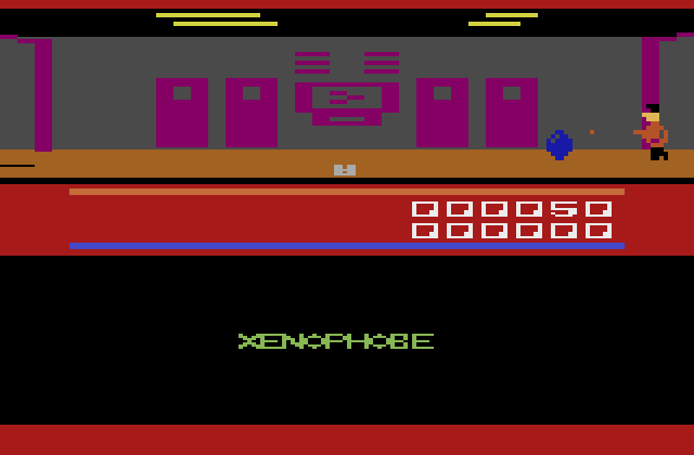 Xenophobe Atari 2600 Screenshot: Firing at aliens...