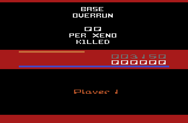 Xenophobe Atari 2600 Screenshot: Base overrun!