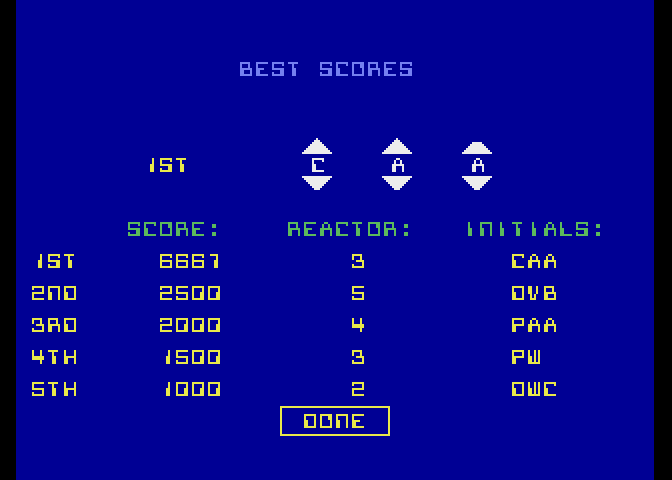 Meltdown Atari 7800 Screenshot: A new high score!
