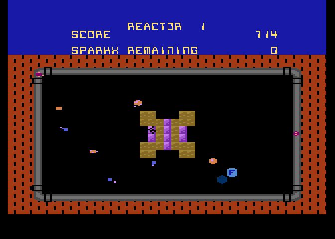 Meltdown Atari 7800 Screenshot: The reactor walls start to close in...