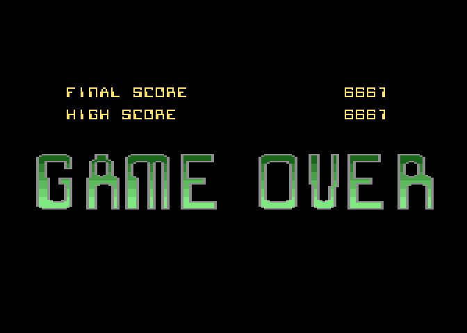 Meltdown Atari 7800 Screenshot: Game over.