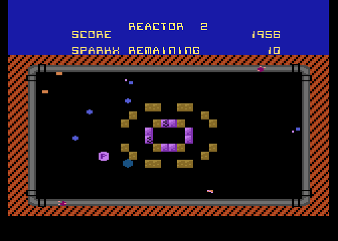 Meltdown Atari 7800 Screenshot: Each reactor is shaped a little bit different.