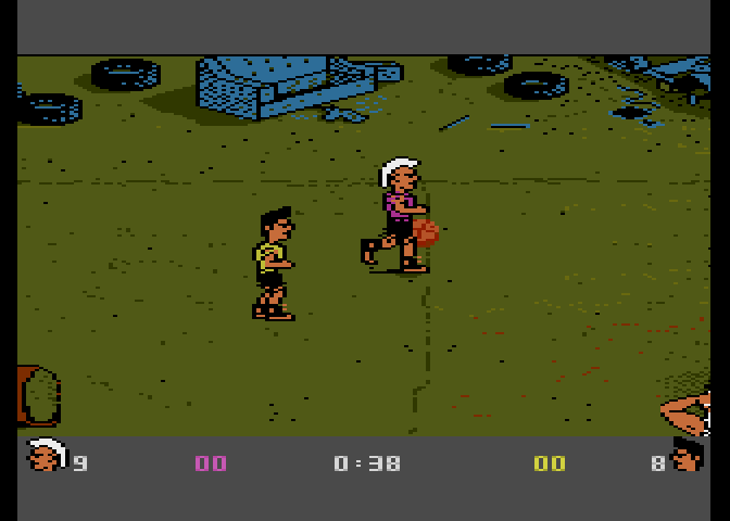 BasketBrawl Atari 7800 Screenshot: Running down the court...