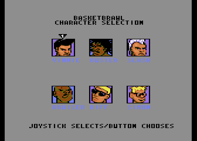 BasketBrawl Atari 7800 Screenshot: Select a character...