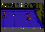 BasketBrawl for Atari 7800 - Power-ups occasionally appear on the court.