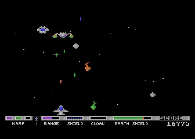 Planet Smashers Atari 7800 Screenshot: Dodging enemy fire...