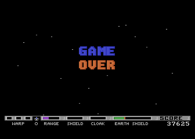 Planet Smashers Atari 7800 Screenshot: Game over.