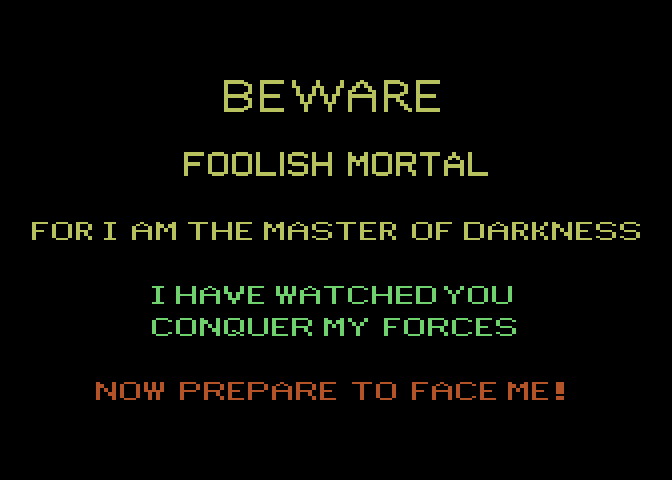 Crossbow Atari 7800 Screenshot: Beware!