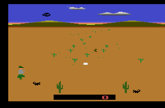 Crossbow Atari 2600 Screenshot: Begin walking across the desert...