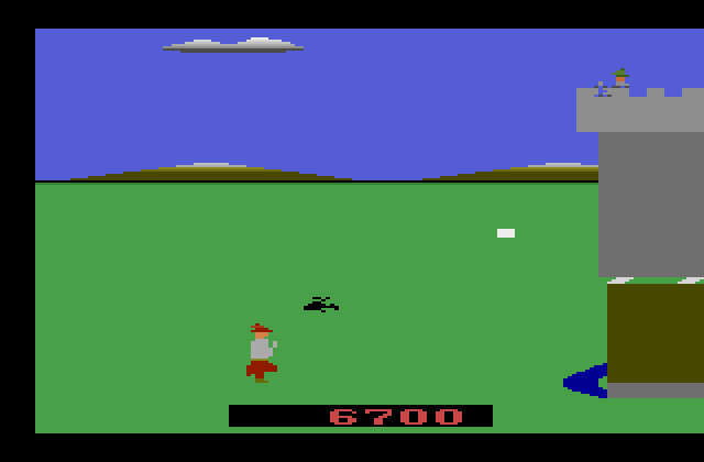 Crossbow Atari 2600 Screenshot: Time to enter the castle!
