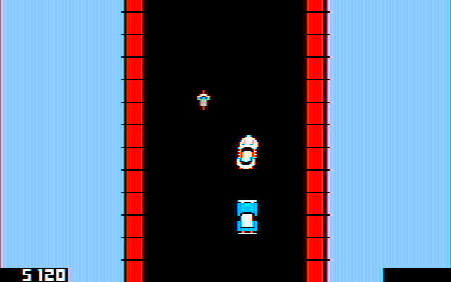 Spy Hunter IBM PC/Compatibles Screenshot: Enemy vehicles approach from all directions...