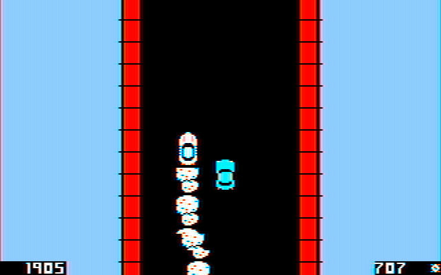 Spy Hunter IBM PC/Compatibles Screenshot: Crossing a narrow bridge...