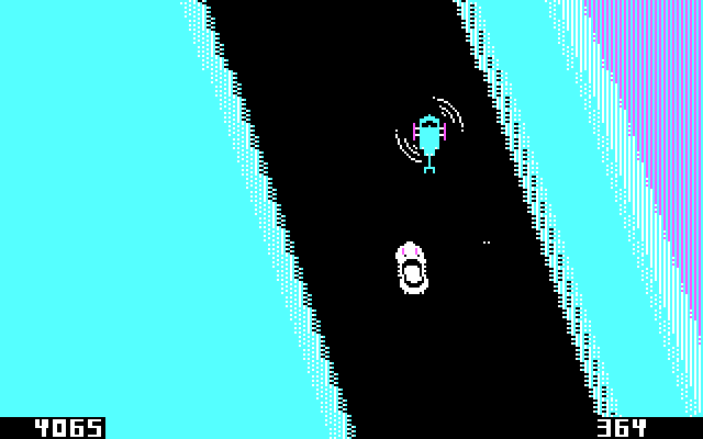 Spy Hunter IBM PC/Compatibles Screenshot: A helicopter attacks...
