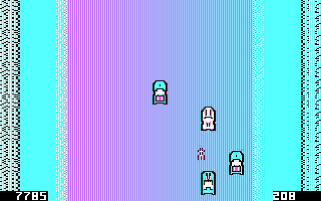Spy Hunter IBM PC/Compatibles Screenshot: Enemy boats attacking!