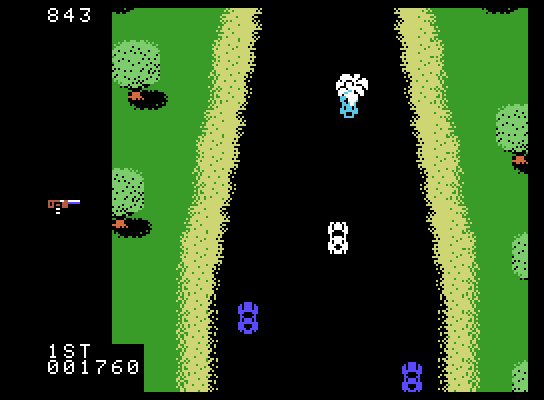 Spy Hunter ColecoVision Screenshot: Shooting an opponent...