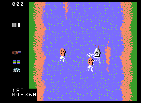 Spy Hunter ColecoVision Screenshot: Don't crash into those little islands...