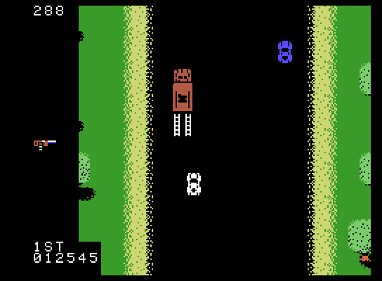Spy Hunter ColecoVision Screenshot: Approaching a weapons van...