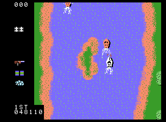 Spy Hunter ColecoVision Screenshot: Firing at enemy boats...