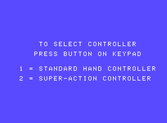 Spy Hunter ColecoVision Screenshot: Select a controller type.