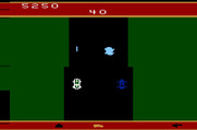 Spy Hunter for Atari 2600 - The dark blue cars have spikes on the wheels, don't hit them!