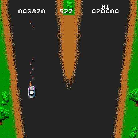 Spy Hunter Arcade Screenshot: The road splits in two...