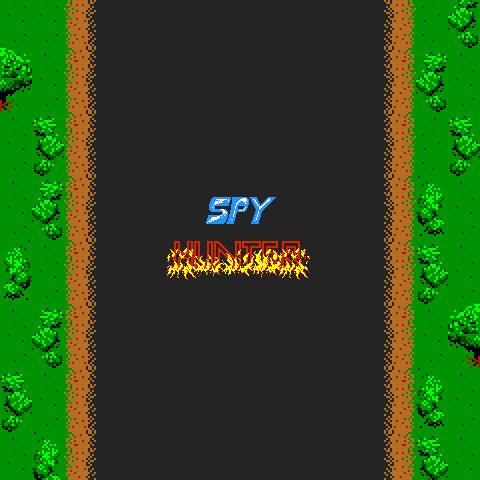 Spy Hunter Arcade Screenshot: The Spy Hunter logo burns into place...