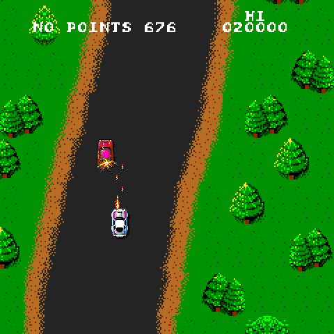 Spy Hunter Arcade Screenshot: Shoot other cars to disable them.