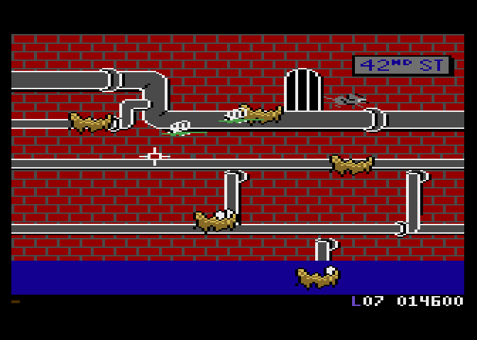 Crack'ed Atari 7800 Screenshot: Back in the sewer, this time with more and faster critters...
