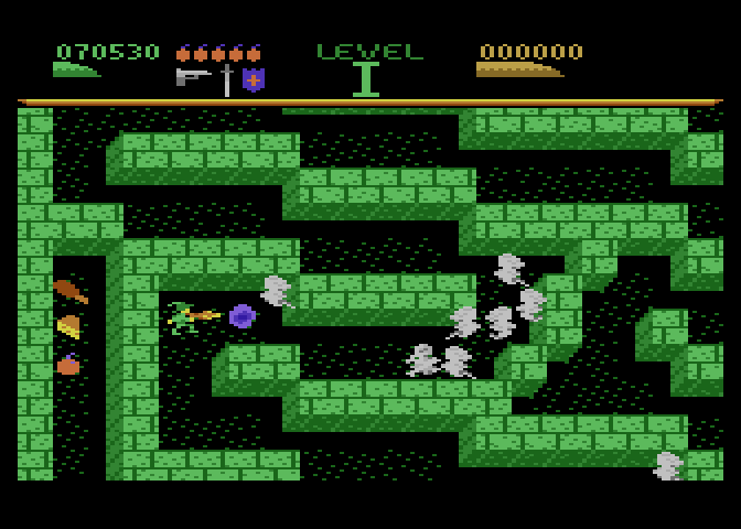 Dark Chambers Atari 7800 Screenshot: One enemy destroyed, several more to go...