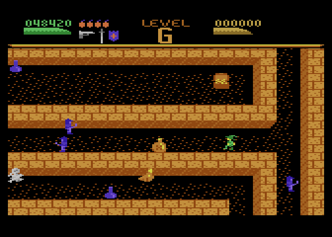 Dark Chambers Atari 7800 Screenshot: Each level is a maze you'll need to navigate through.