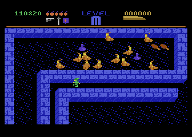 Dark Chambers Atari 7800 Screenshot: Walking down a narrow passage...
