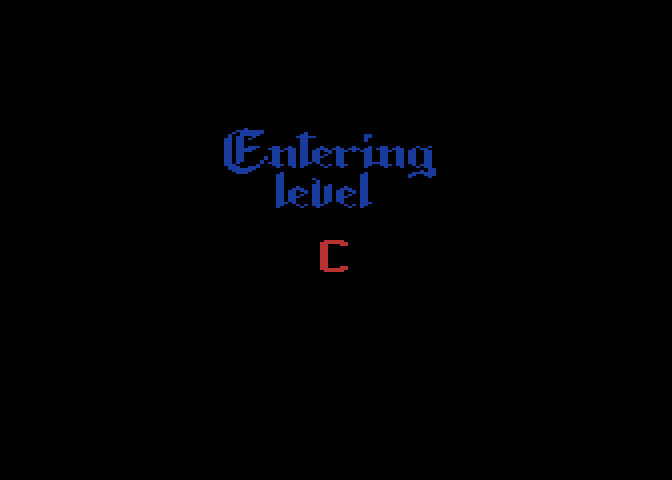 Dark Chambers Atari 8-bit Screenshot: Entering Level C...