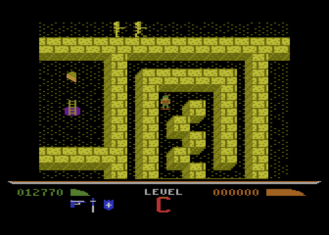 Dark Chambers Atari 8-bit Screenshot: There's the exit...but how do I reach it?