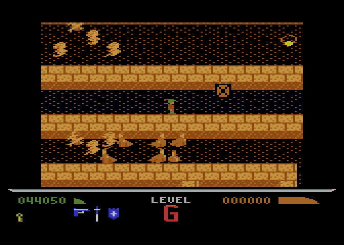 Dark Chambers Atari 8-bit Screenshot: Many of these passages are heavily guarded!