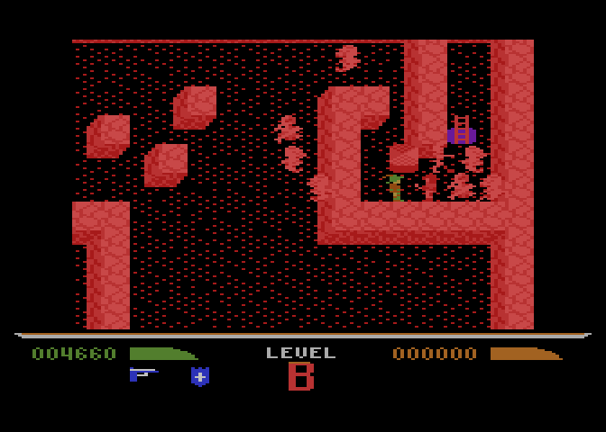 Dark Chambers Atari 8-bit Screenshot: Here's the exit in the corner...