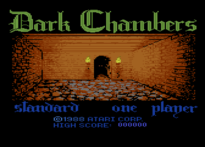 Dark Chambers Atari 8-bit Screenshot: Title screen.