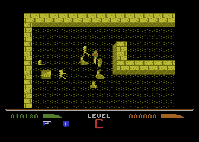 Dark Chambers Atari 8-bit Screenshot: Attacking opponents...