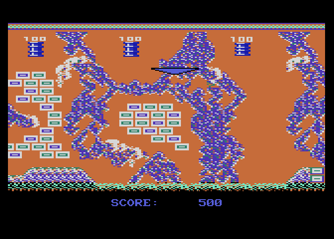 Jinks Atari 7800 Screenshot: Your paddle can move both horizontally and vertically.