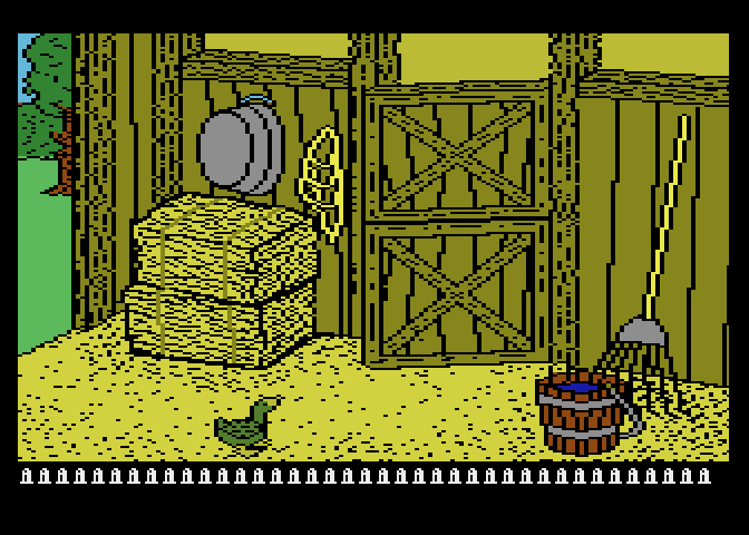 Barnyard Blaster Atari 7800 Screenshot: Mice, ducks, and other targets appear inside the barn...