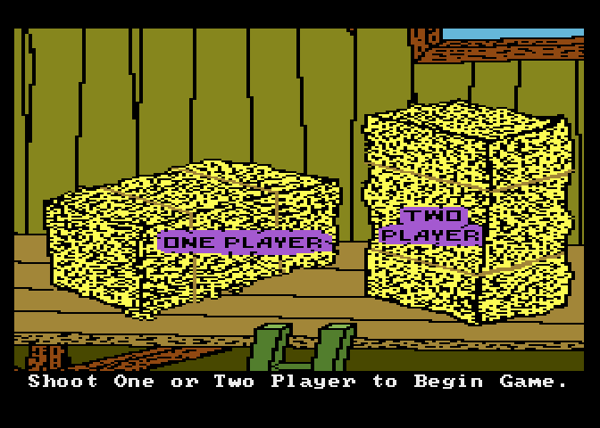 Barnyard Blaster Atari 7800 Screenshot: Select a one or two player game.