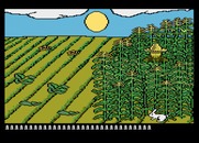 Barnyard Blaster for Atari 7800 - A rabbit runs across the screen...