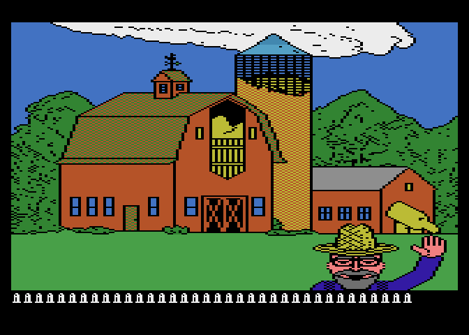 Barnyard Blaster Atari 8-bit Screenshot: Quick, here comes another bottle!