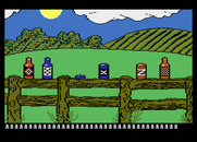 Barnyard Blaster for Atari 8-bit - First, shoot a few cans and bottles.