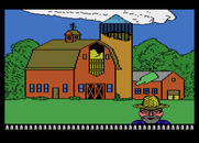 Barnyard Blaster for Atari 8-bit - Now shoot the bottles being thrown by the farmer.