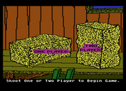 Barnyard Blaster for Atari 8-bit - Select to start a one or two player game.