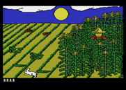 Barnyard Blaster for Atari 8-bit - There goes a rabbit!
